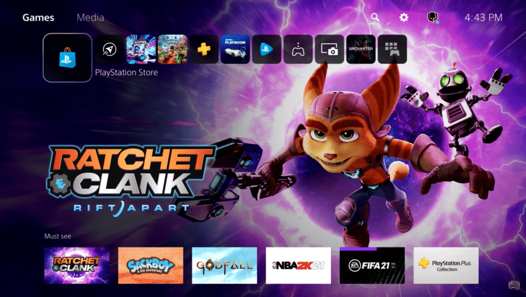 Interface Playstation Store PS5